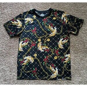 Tiger Pattern T-Shirt Men's Small Black Short Sleeve